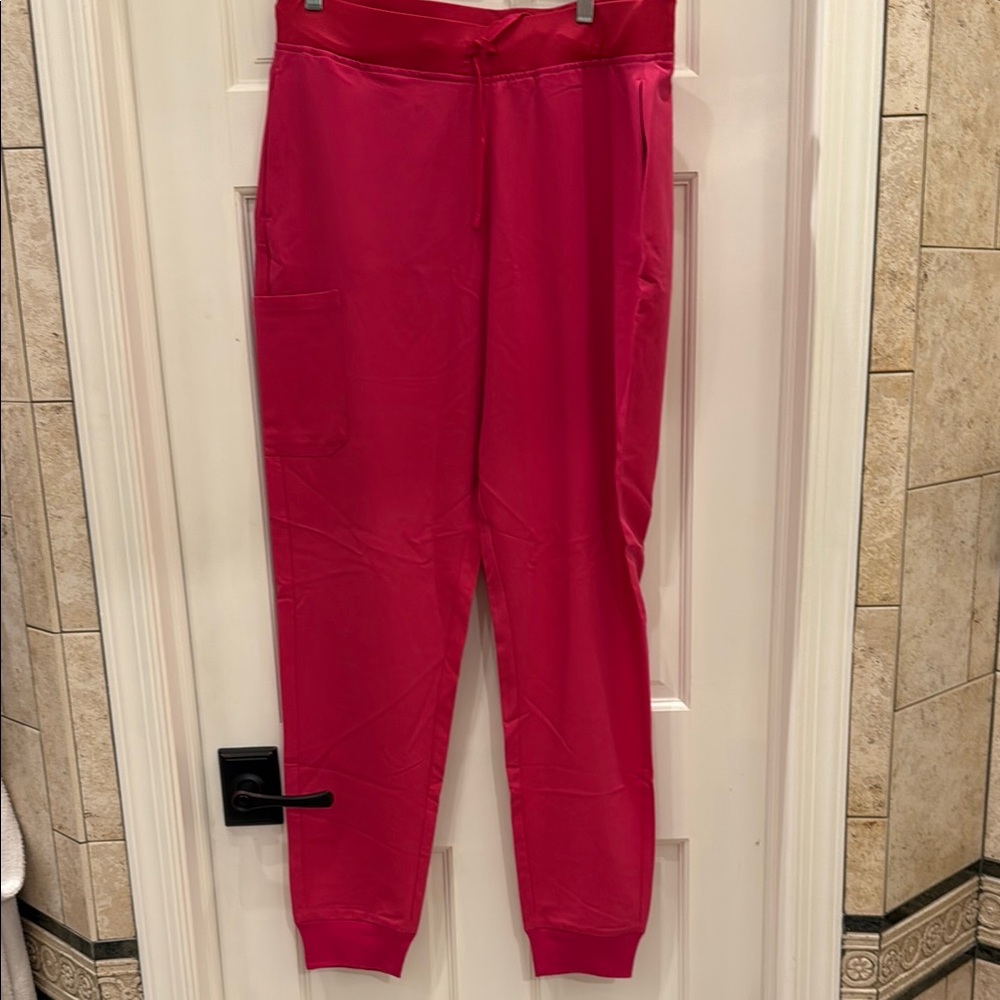 Mandala bright pink jogger scrub pants